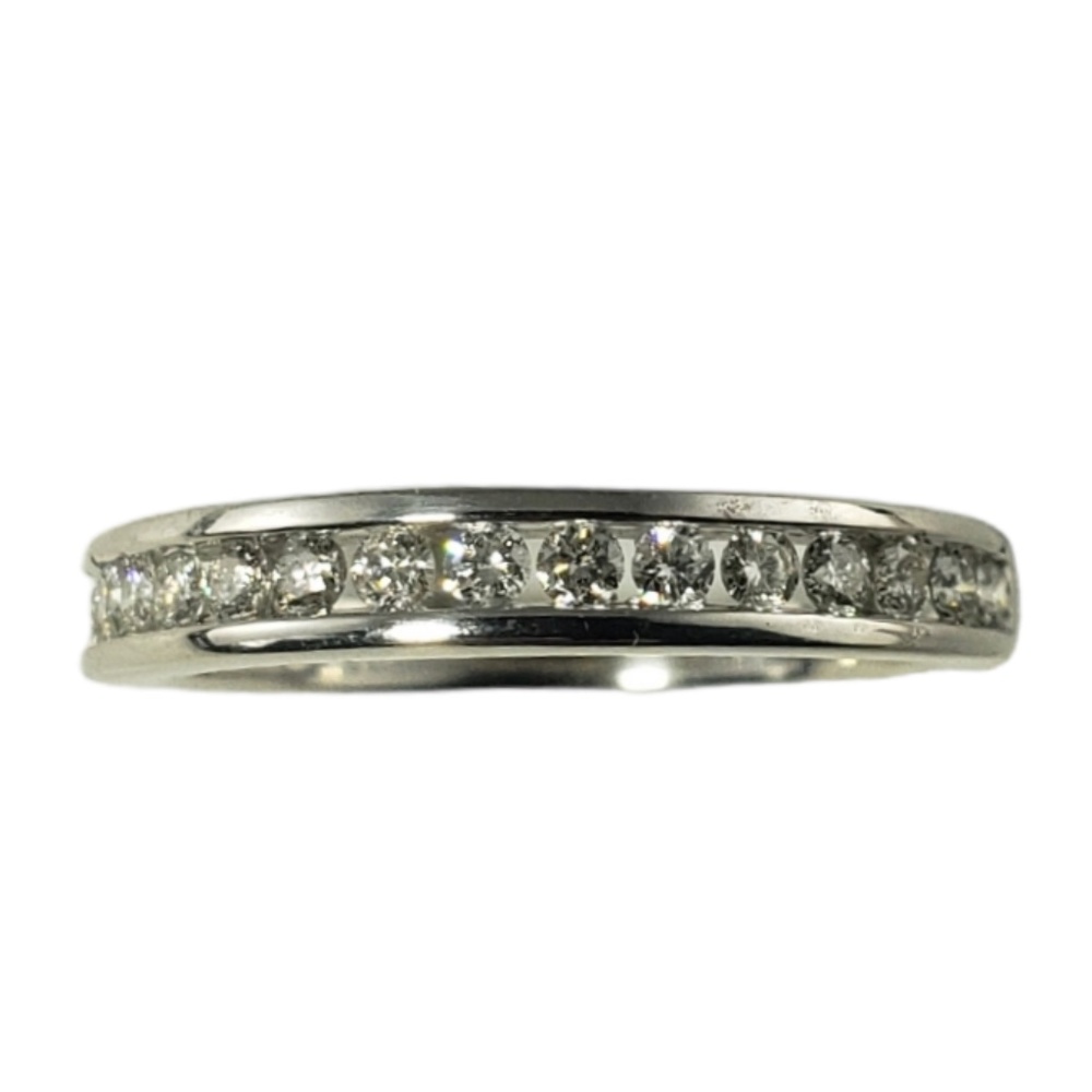 Vintage 14 Karat White Gold and Diamond Band Ring Size 5.5. #13797
